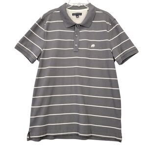 Banana Republic Gray Polo Shirt Striped Stretch Classic Short Sleeves Men Size L
